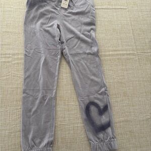 Splendid Gray Kids Joggers with Heart Accent